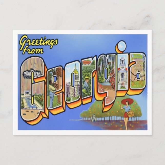 Georgien - Vintage Großbuchstaben Postkarte (Vorderseite)