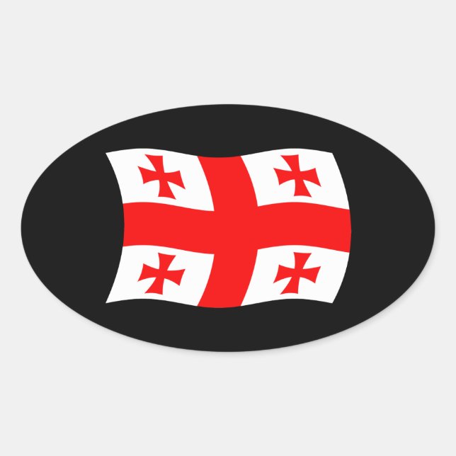 Georgienflagge Ovaler Aufkleber (Vorderseite)