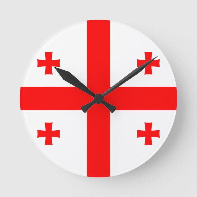 Georgienflagge Runde Wanduhr (Vorderseite)