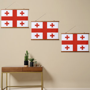 Georgienflagge Wandteppich Mit Holzrahmen