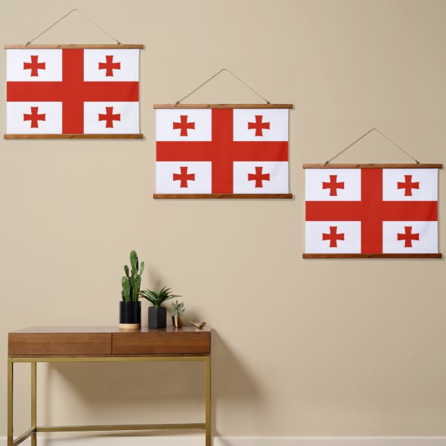Georgienflagge Wandteppich Mit Holzrahmen (Asymmetrisch)