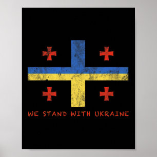 Georgisch-ukrainische Flagge - Befreundete Länder Poster