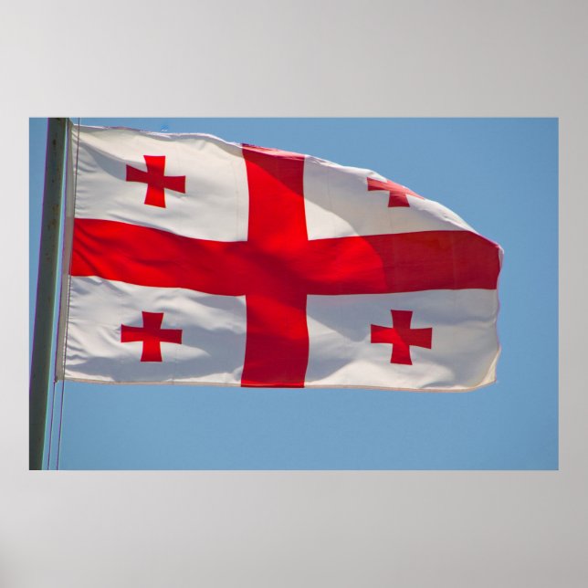 Georgische Flagge im Wind Poster (Vorne)