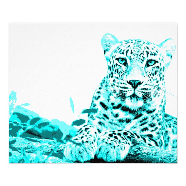 Georgous Leopard in Türkis Fotodruck (Vorne)