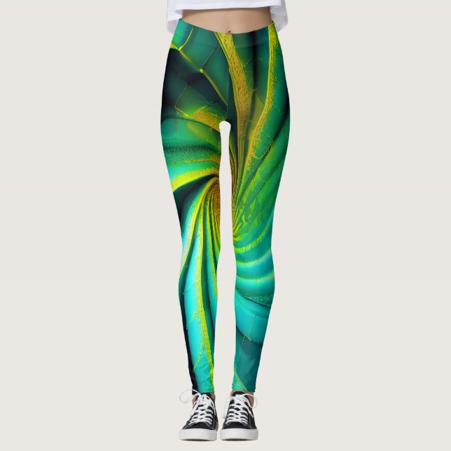 "GeoVibe: Grün & Gelb Fusion Leggings" Leggings (Vorderseite)