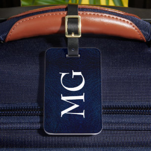 Gepäckanhänger aus navyblauem Kunstleder mit Monog