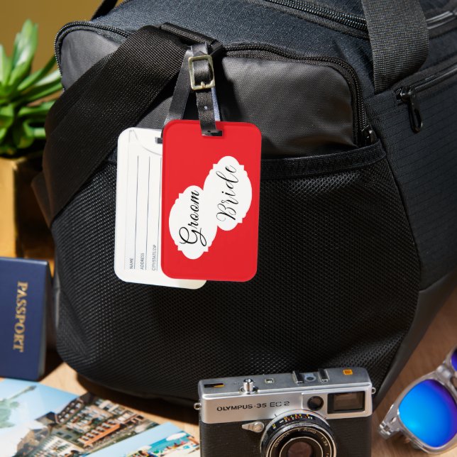 Gepäckanhänger des modernen Paares - Hochzeit (Vorderseite & Rückseite)