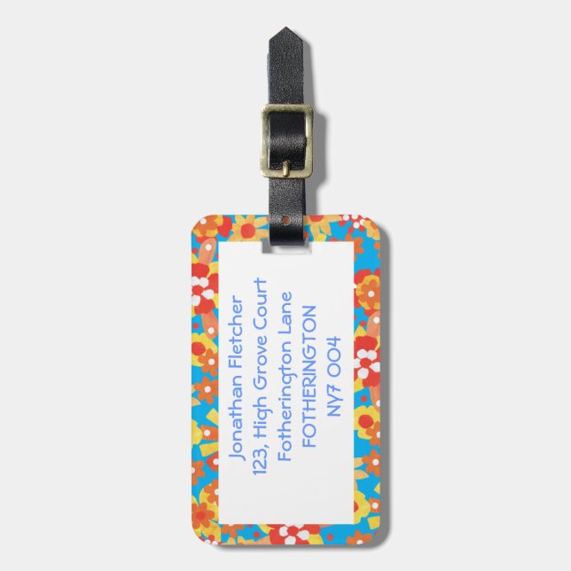 Gepäckanhänger, Ditzy orange Blumenmuster Gepäckanhänger (Vorderseite vertikal)