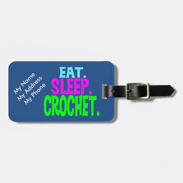 Gepäckanhänger - Eat.Sleep.Crochet. (Vorderseite horizontal)