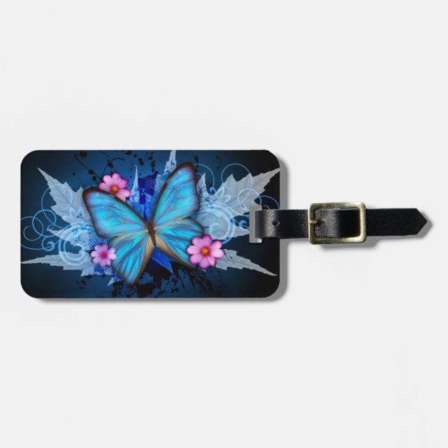 Gepäckanhänger - Entwurf: Blauer Schmetterling (Vorderseite horizontal)