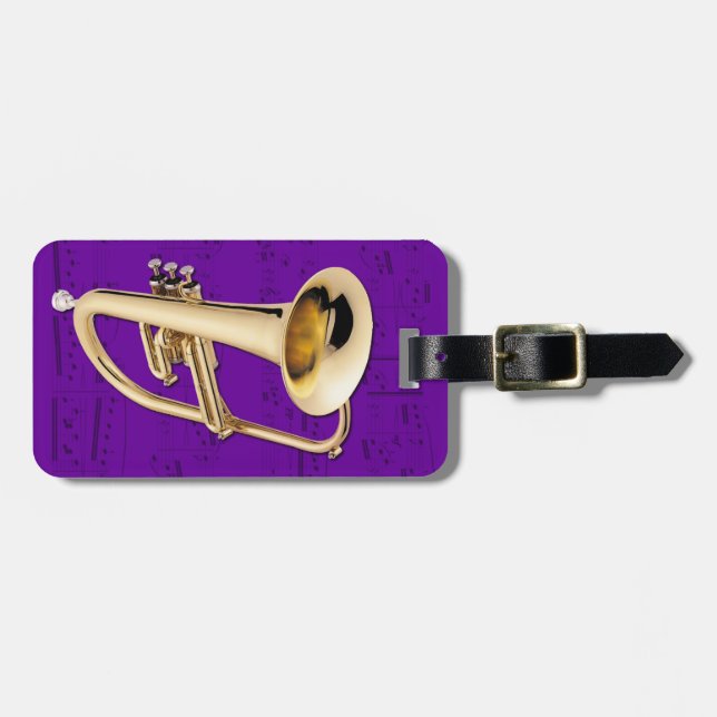 Gepäckanhänger - Flugelhorn - wählen Sie Farbe (Vorderseite horizontal)