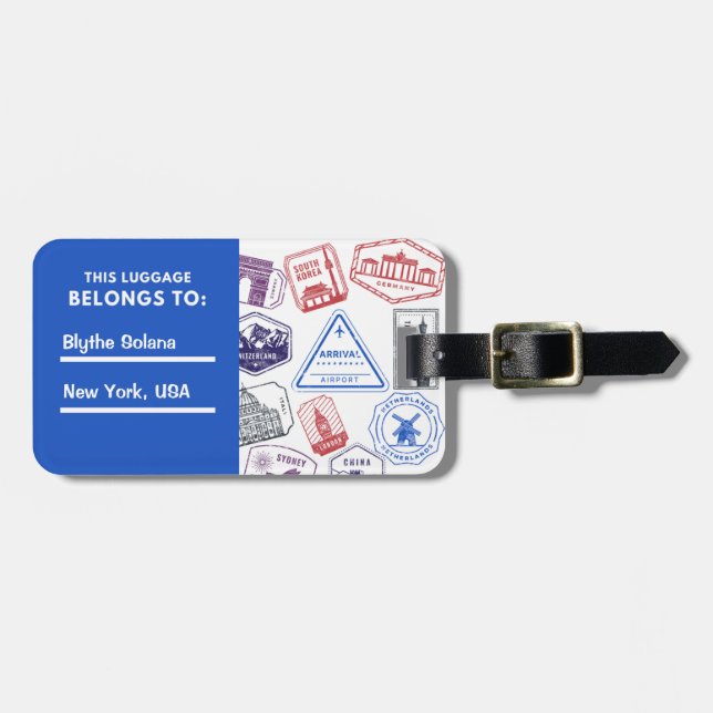Gepäckanhänger für kundenspezifische Briefmarke (Vorderseite horizontal)