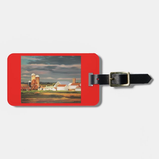 Gepäckanhänger mit Bauernhofszene (Vorderseite horizontal)