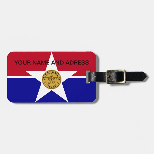 Gepäckanhänger mit der Flagge von Dallas City, USA (Vorderseite horizontal)