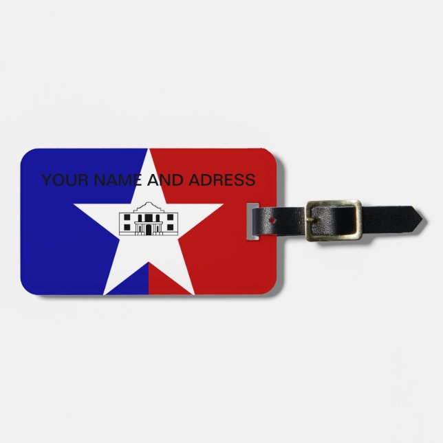 Gepäckanhänger mit der Flagge von San Antonio City (Vorderseite horizontal)
