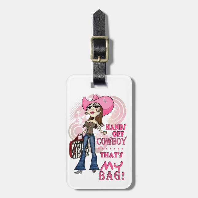 Gepäckanhänger mit einer frechen Haltung (Vorderseite vertikal)