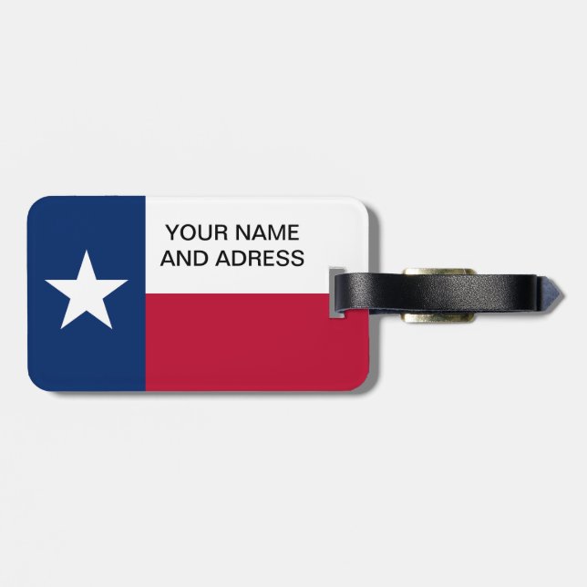 Gepäckanhänger mit Flagge von Texas, USA (Rückseite horizontal)