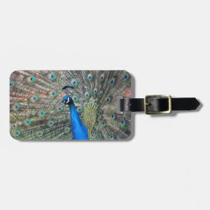 Gepäckanhänger mit Lederband und Pfau