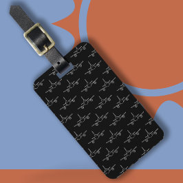 Gepäckanhänger mit modernem Schwarz-Weiß-Flugzeug