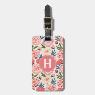 Gepäckanhänger mit rosa Blumen