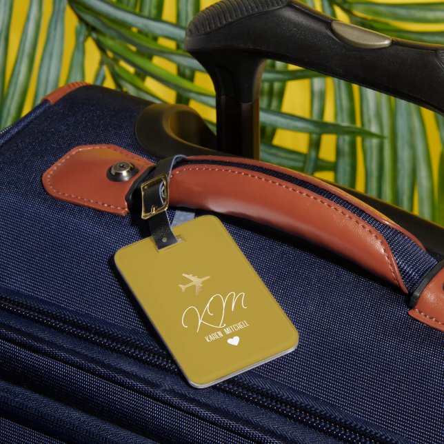 Gepäckanhänger Monogram Dusty Mustard (Vorderseite Insitu 1)