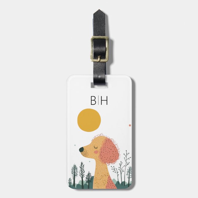 Gepäckanhänger Pudel Hund (Vorderseite vertikal)