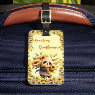 Gepäckanhänger   Süßer Panda hält Sonnenblumen