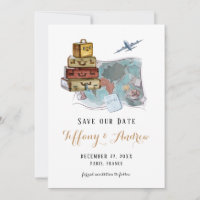 Gepäckkarte - Hochzeit in Urlaubsort Save the Date