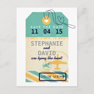 Gepäckmarke Airmail Hochzeit in Urlaubsort Retten  Save The Date