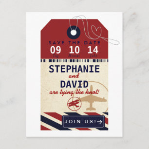 Gepäckmarke Airmail Rett Datum Deutsch Save The Date