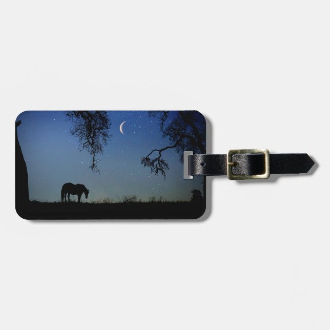 Gepäckmarke für Pferde und Mond Gepäckanhänger (Vorderseite horizontal)