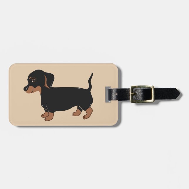 Gepäckmarke für Schwarz und Braun Dackel Gepäckanhänger (Vorderseite horizontal)