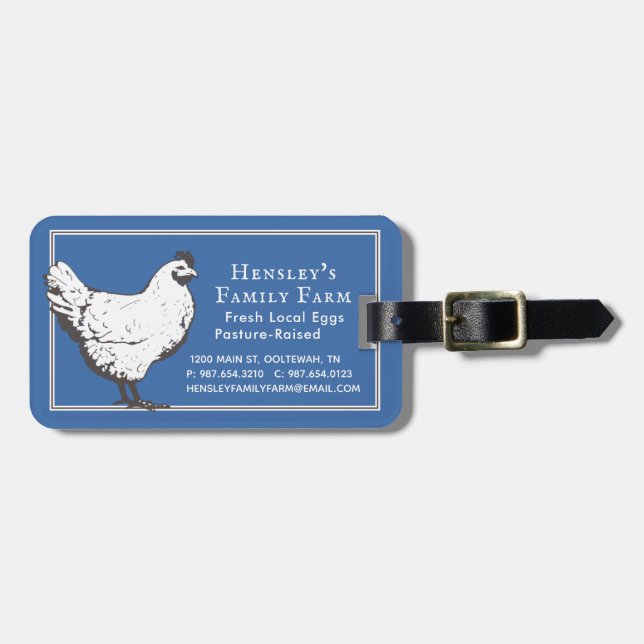 Gepäckmarke "Hen Farm Business Label" Gepäckanhänger (Vorderseite horizontal)