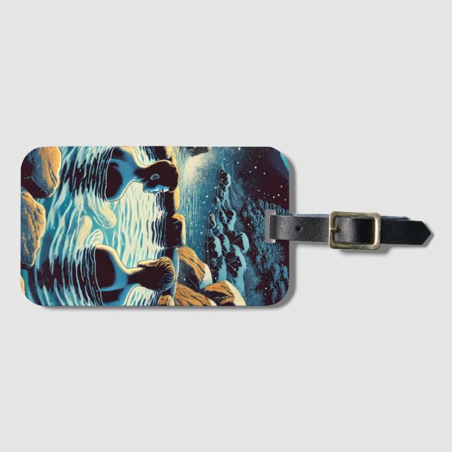 Gepäckmarke - Junge Männer in Onsen Gepäckanhänger (Vorderseite (Horizontal))