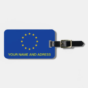 Gepäckmarke mit der Flagge der Europäischen Gewerk Gepäckanhänger