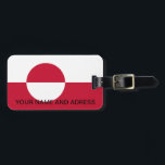 Gepäckmarke mit der Flagge Grönlands Gepäckanhänger<br><div class="desc">Reisen Sie stilvoll mit unserem patriotischen Gepäckanhänger mit der Flagge Grönlands! Dieses Gepäckanhänger wurde sowohl für die praktische Anwendung als auch für den Nationalstolz konzipiert und ist eine ideale Gelegenheit, um Ihre Bewunderung für Grönland zu demonstrieren und Ihre Gepäckstücke leicht zu identifizieren. Das kühne Flaggendesign zeichnet sich durch die schnelle...</div>