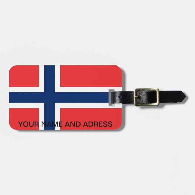Gepäckmarke mit der Flagge Norwegens Gepäckanhänger (Vorderseite horizontal)