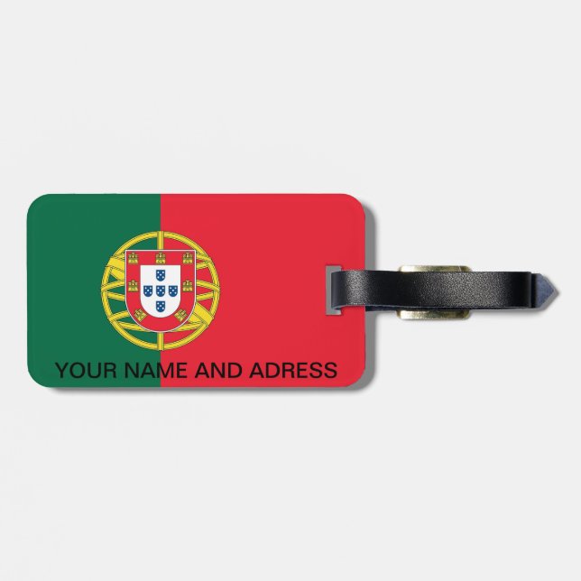 Gepäckmarke mit der Flagge Portugals Gepäckanhänger (Rückseite horizontal)