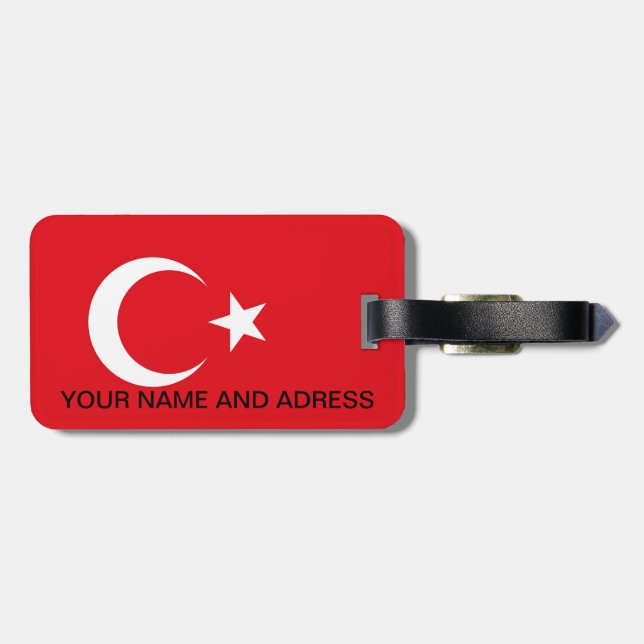 Gepäckmarke mit der türkischen Flagge Gepäckanhänger (Rückseite horizontal)