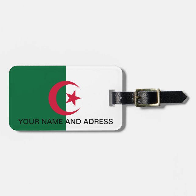 Gepäckmarke mit Flagge Algeriens Gepäckanhänger (Vorderseite horizontal)