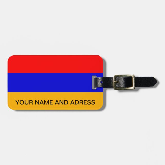 Gepäckmarke mit Flagge Armeniens Gepäckanhänger (Vorderseite horizontal)