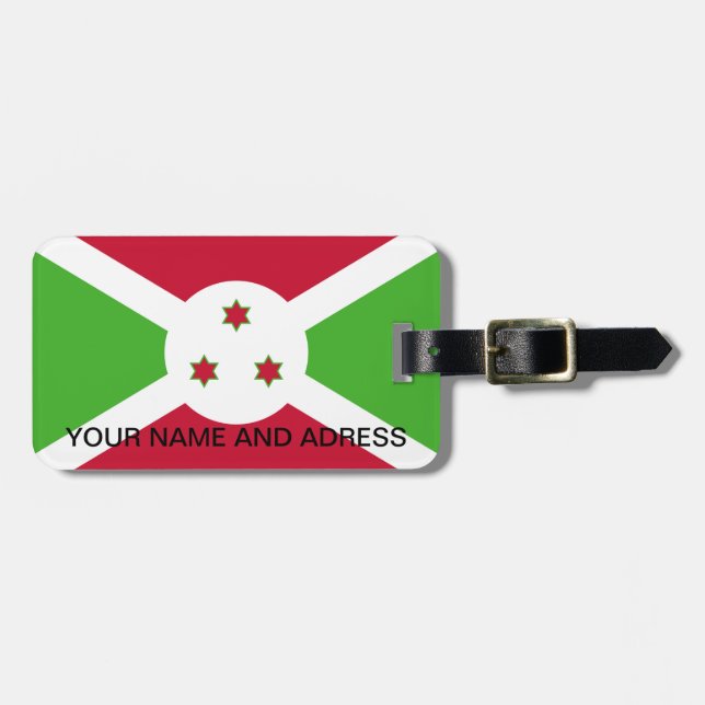Gepäckmarke mit Flagge Burundis Gepäckanhänger (Vorderseite horizontal)