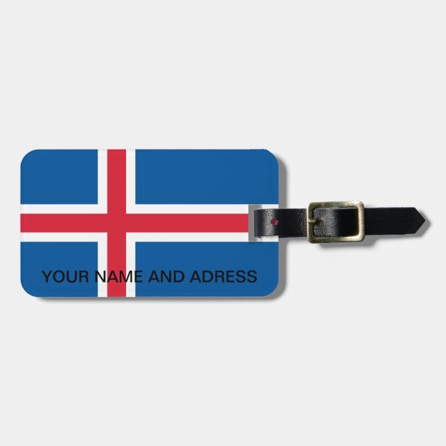 Gepäckmarke mit Flagge Islands Gepäckanhänger (Vorderseite horizontal)