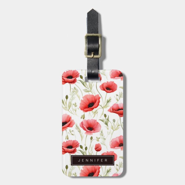 Gepäckmarke Poppy Blume Gepäckanhänger (Vorderseite vertikal)