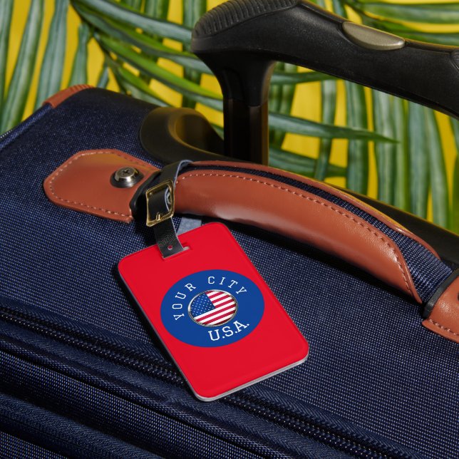 Gepäckmarke - USA Personalisiert - Stadt hinzufüge Gepäckanhänger (Vorderseite Insitu 1)