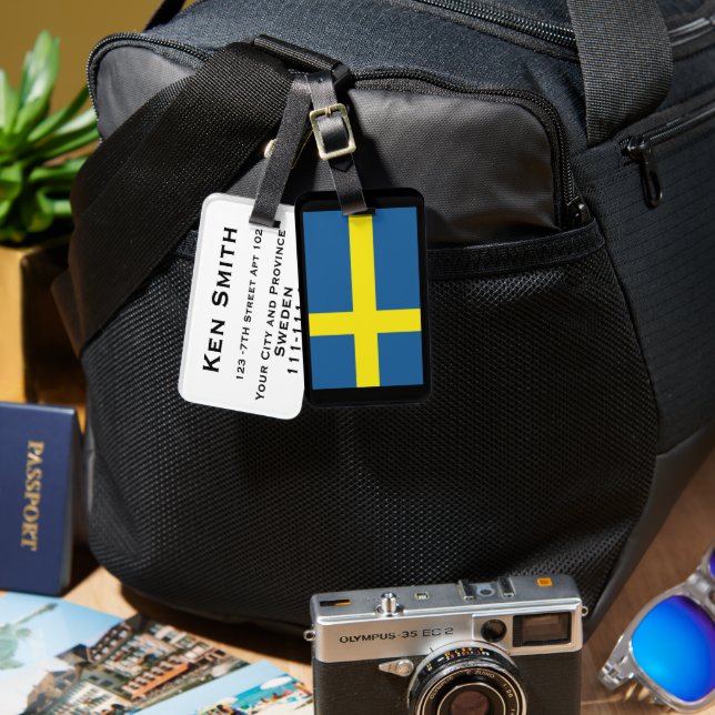 Gepäckmarken in Schweden Gepäckanhänger (Vorderseite & Rückseite)