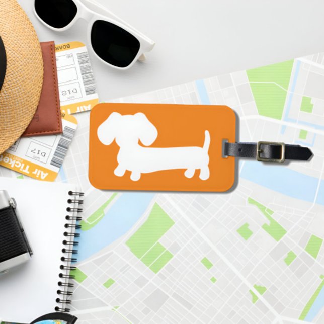 Gepäckstück für die Dackel Orange Gepäckanhänger (Dachshund luggage tag)