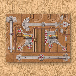 Gepackte Tür Postkarte