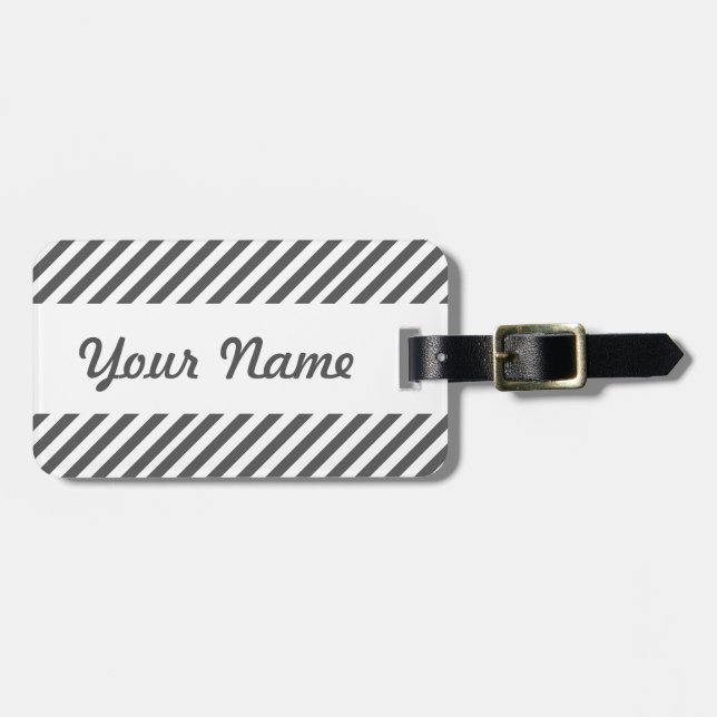 Gepäckträger für personalisierte Schwarz-Weiß-Stre Gepäckanhänger (Vorderseite horizontal)
