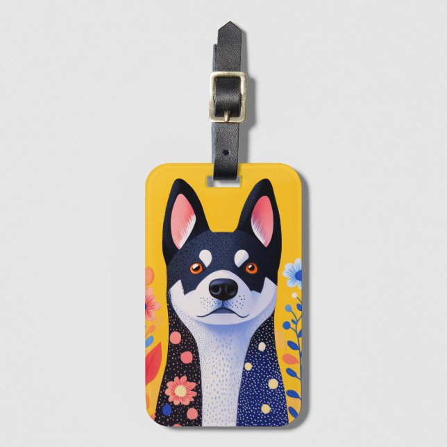 Gepäckträger für sibirische Husky Folk Art Gepäckanhänger (Vorderseite Vertikal)